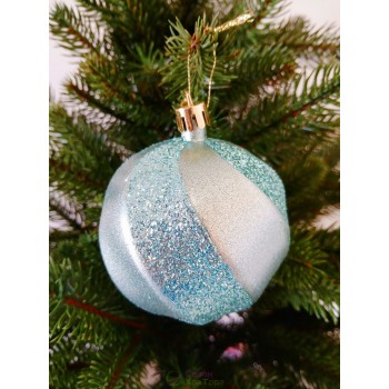 Новогодний шар в блестках "Волна" Ø80мм мятный, цена за набор 4шт